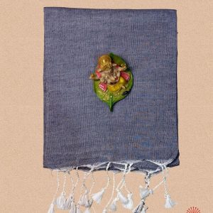 Handwoven Pure Plain Khadi Cotton Saree - Cool Gray