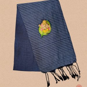 Handwoven Pure Khadi Cotton Saree - Stripe Pallu