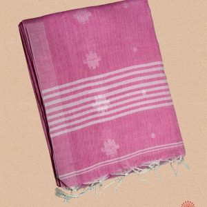 Handwoven Pure Star Weave Khadi Cotton Saree - Baby Pink