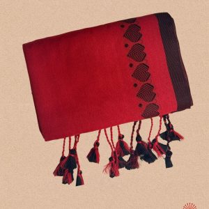 Handwoven Pure Love Khadi Cotton Saree - Deep Red