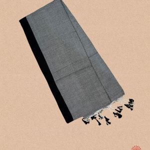 Handwoven Pure Khadi Cotton – Grey with Black Border