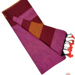 Multicolor Khadi Saree - Sunset
