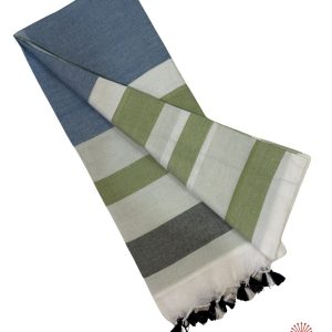 Multicolor Khadi Saree - Olive Lake