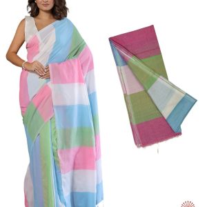 Multicolor Khadi Saree - Summer