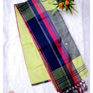 HANDLOOM Pure Khadi COTTON SAREES VELVET BORDER - Apple Green