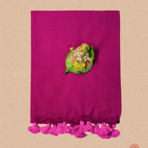 Handwoven Pure Plain Khadi Cotton Saree - Deep Pink